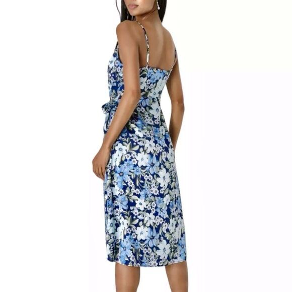 Lulus Womens Dress Size Medium Totally Romantic Quiet Luxury Floral Wrap Midi - Picture 3 of 14